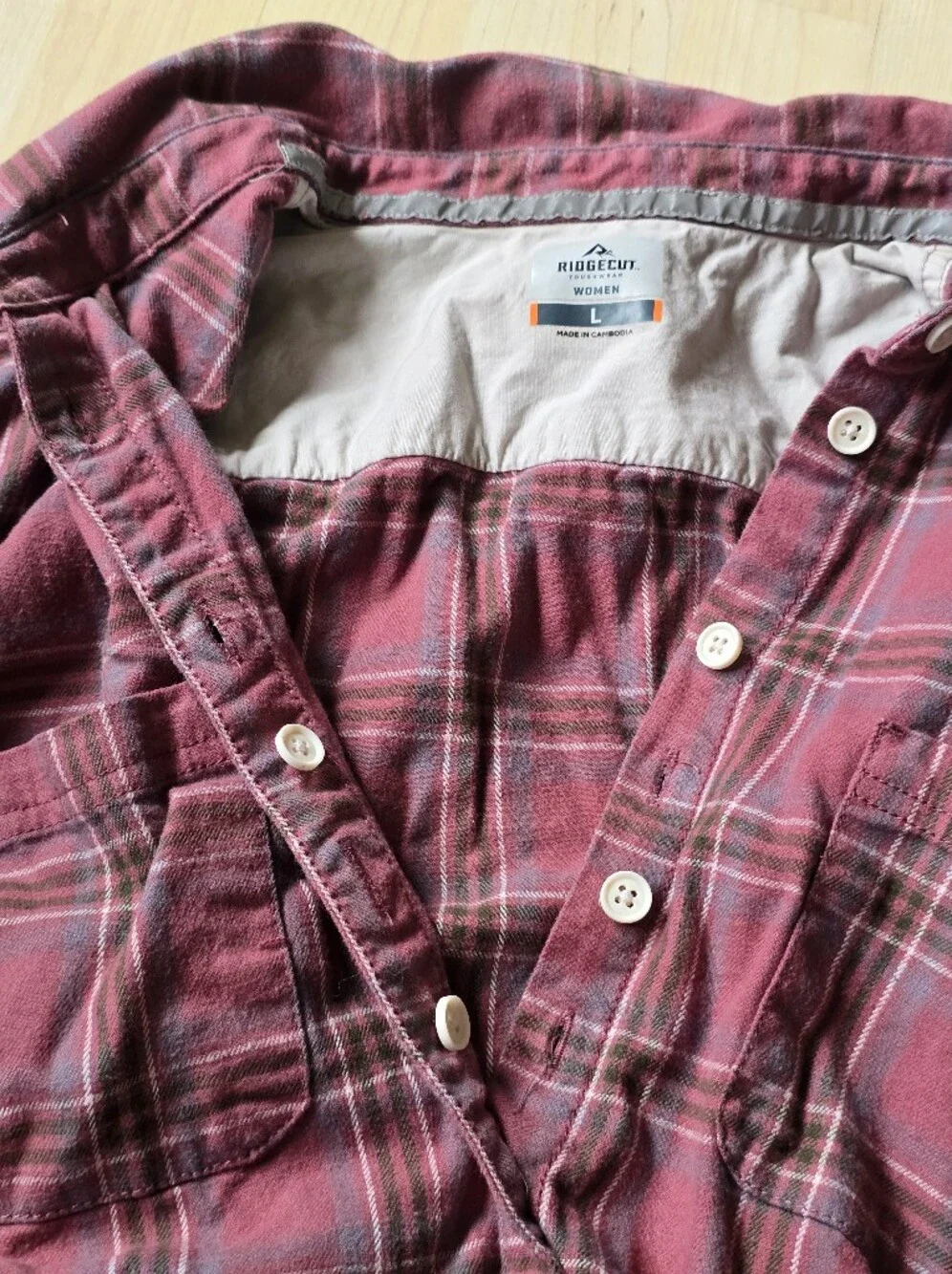 Ridgecut Button Down Plaid Long Sleeve Size Large